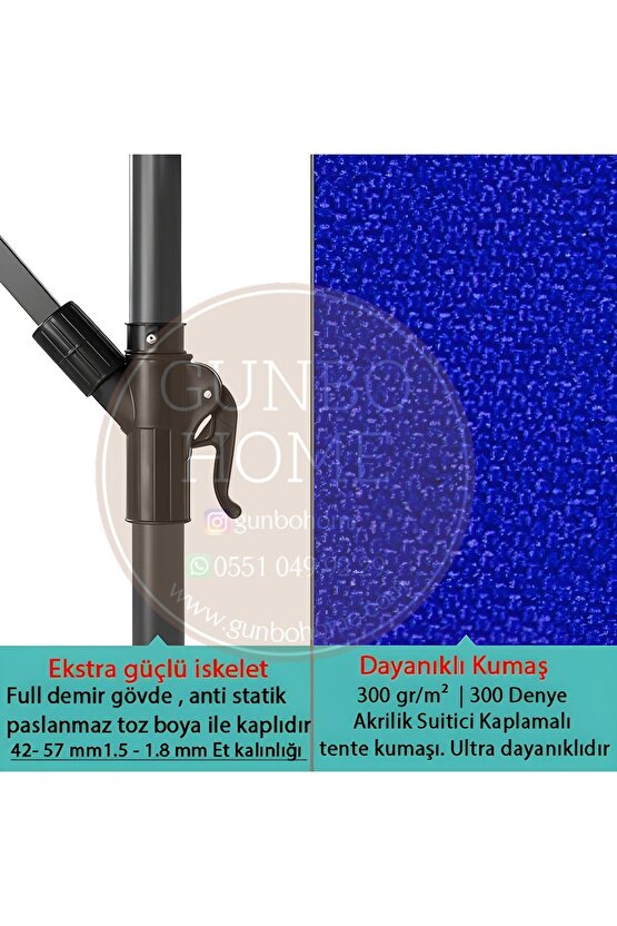 3 MT 8 KABURGA FULL DEMİR 21 KG MAVİ BAHÇE ŞEMSİYESİ FULL SET HAVUZ ŞEMSİYESİ BÜYÜK ŞEMSİYE