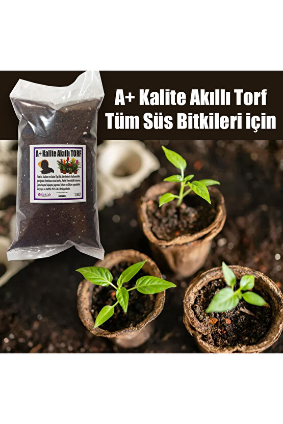 A+ Kalite Süs Bitkileri için Akıllı Torf (1,5 Litre)