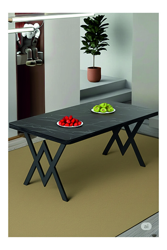 Mutfak Yemek Masası W Metal Ayak 70x110 Mutfak Yemek Masası