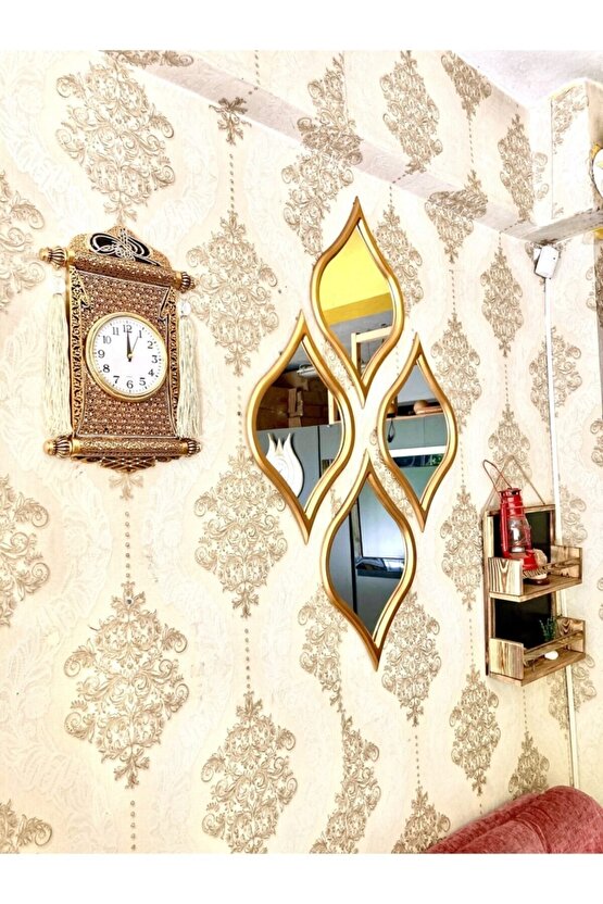 Dekor Dekoratif Ahşap Damla Model 4 Adet Ayna