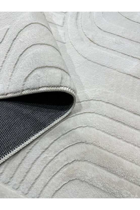 Modern Yumuşak Dokulu Tüy Dökmez Yıkanabilir Tavşan Tüyü Peluş Halı Taş