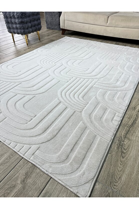 Modern Yumuşak Dokulu Tüy Dökmez Yıkanabilir Tavşan Tüyü Peluş Halı Taş