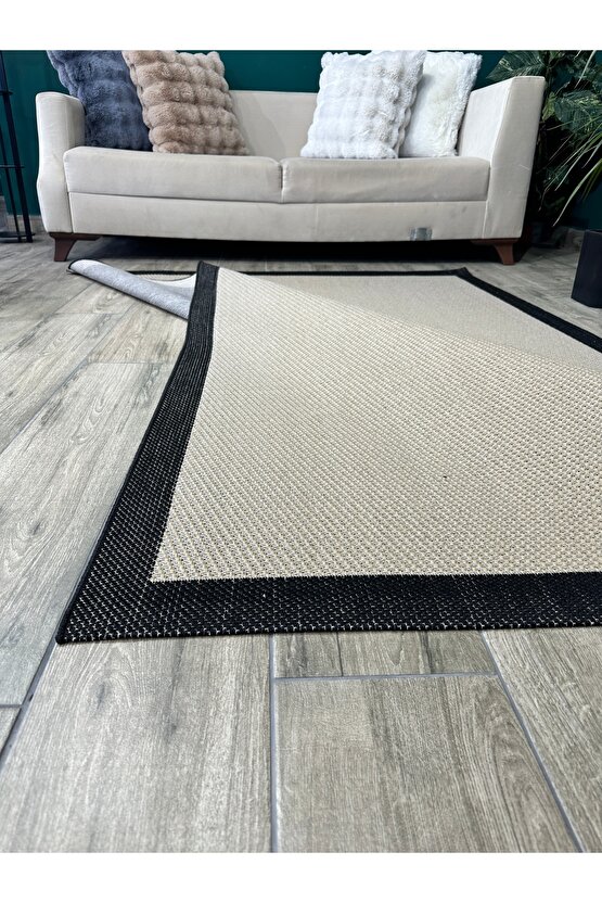 Kolay Temizlenen Yıkanabilir Kaymaz Dokuma Taban Bordürlü Sisal Halı