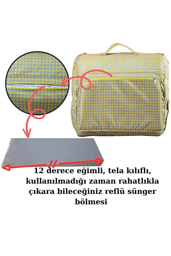 Çantalı Babynest, Bebek Çantası, Taşına Bilir Ebeveyn Yanı Reflü Yatağı Kazayağı Desenli