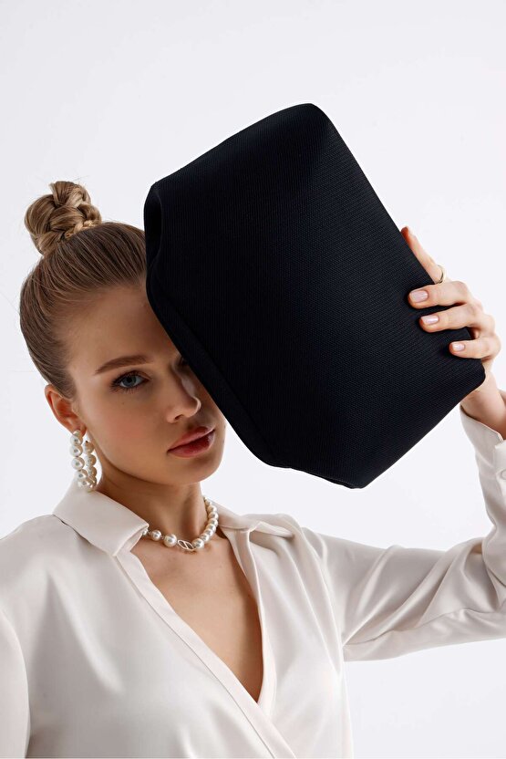 Heybes Kadın Siyah Clutch Portföy El Çantası