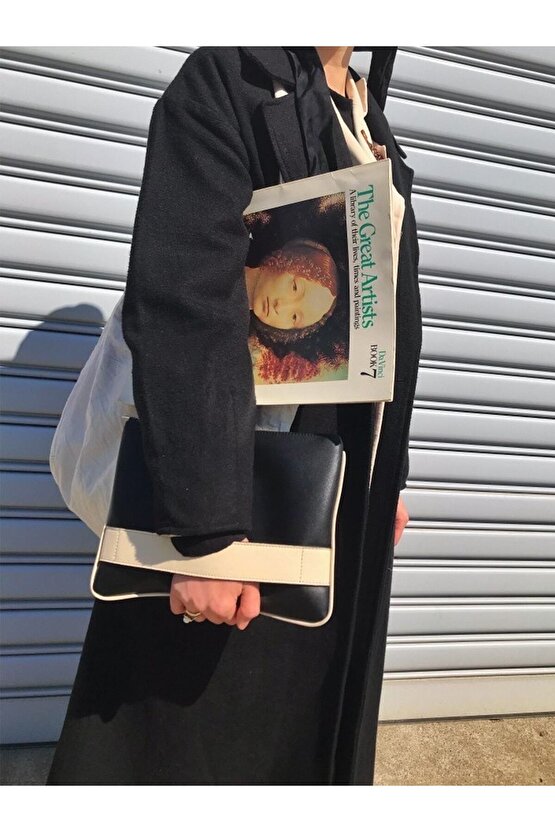 Heybes Siyah Bantlı Portföy Çanta