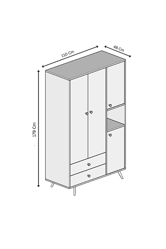 Luneria 3 Kapılı Gardırop Safir Meşe-Vizon Bej