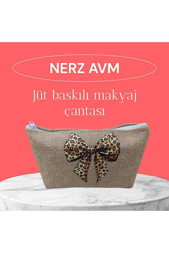 Baskılı Fermuarlı Makyaj Çantası