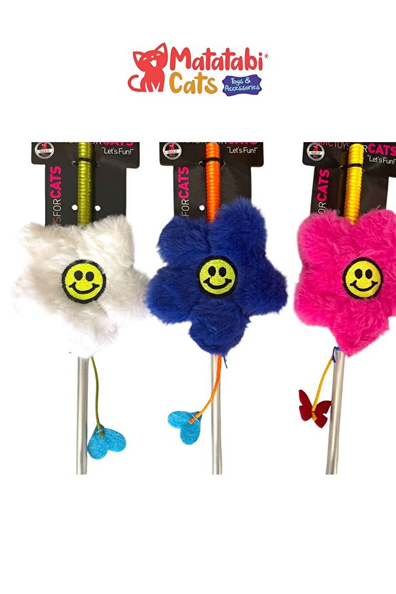 Matatabi Cats ÇİÇEK Alüminyum saplı kedi oltası(Matatabi,çıngırak ve özel hışırtı içerir.özel kumaş)