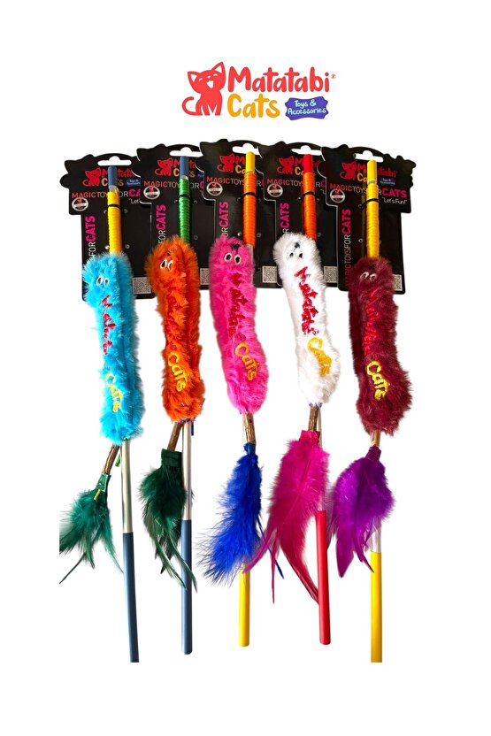 Matatabi Cats WORM Alüminyum saplı kedi oltası(Matatabi,çıngırak ve özel hışırtı içerir.özel kumaş)