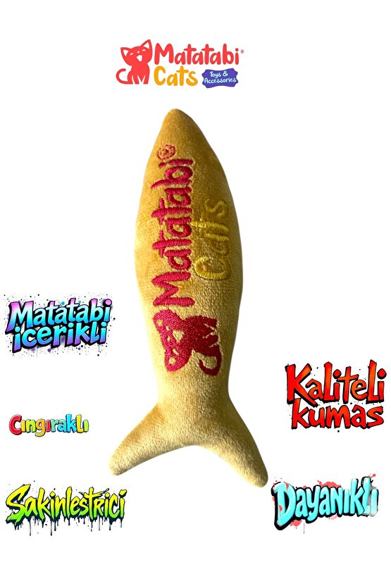 Jr.fish Sesli, Peluş Kedi Oyuncağı 17 Cm Matatabi Içerikli (kedi Nanesiotu Içermez)