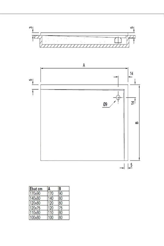 Floor 100x80 Dikdörtgen Flat Duş Teknesi 5