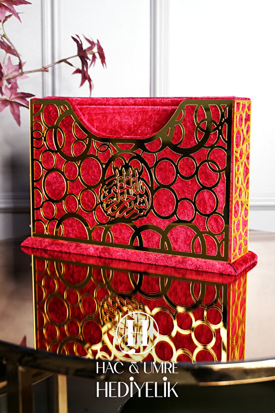 Hediyelik Kadife Kutulu Kuran | Lüks Ahşap Kutulu Kadife Kaplama Kuranı Kerim