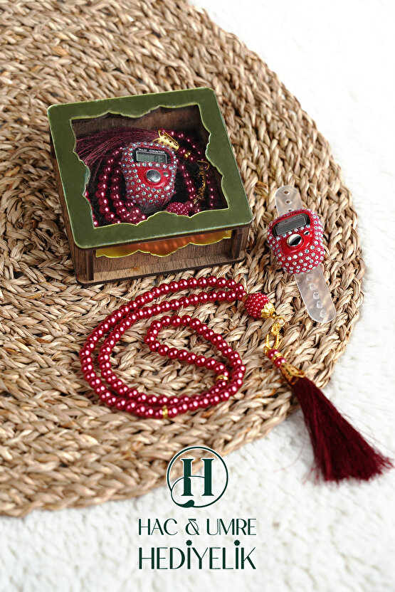 Hediyelik Tesbih Seti | Ahşap Kutulu Elektronik Tesbih ve 99lu İnci Tespih | Özel Gün Hediyesi