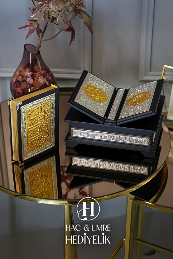 Kuran, Kuran Kabı, Lüks Rahle, 925 Gümüş İşlemeli Masif Ahşap Kuran Rahlesi ve Kuran-ı Kerim Seti