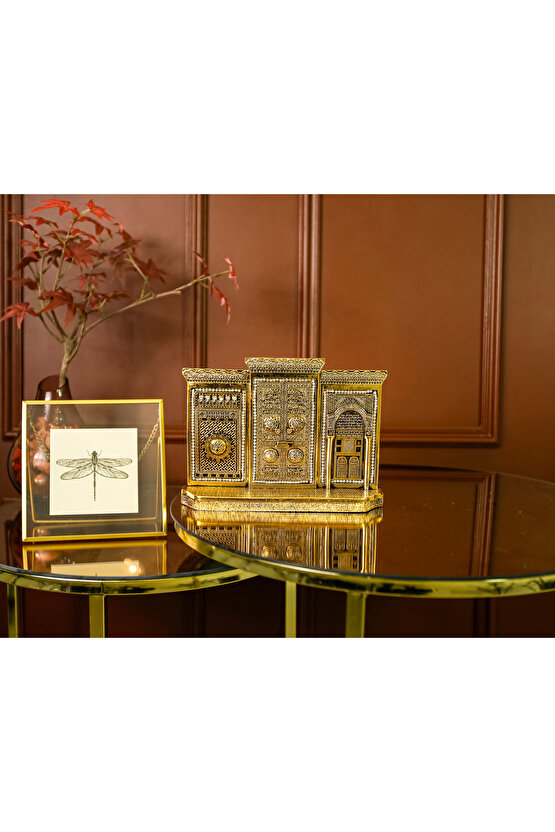 Üçlü Kabe Kapısı Minyatür Obje Ofis Yeni Iş Hediyesi Masa Üstü Dekoratif Biblo Lüks Dekor