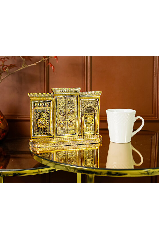 Üçlü Kabe Kapısı Minyatür Obje Ofis Yeni Iş Hediyesi Masa Üstü Dekoratif Biblo Lüks Dekor