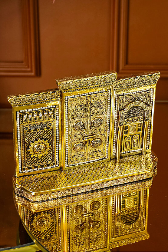 Üçlü Kabe Kapısı Minyatür Obje Ofis Yeni Iş Hediyesi Masa Üstü Dekoratif Biblo Lüks Dekor