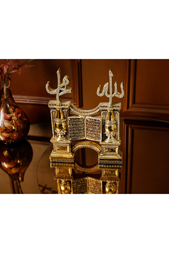 Allah Muhammed Kuran-ı Kerim Biblo Dekoratif Aksesuar Minyatür Obje Lüks Hediyelik Süs