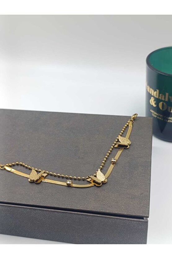 Kelebek Detaylı Çelik Bileklik