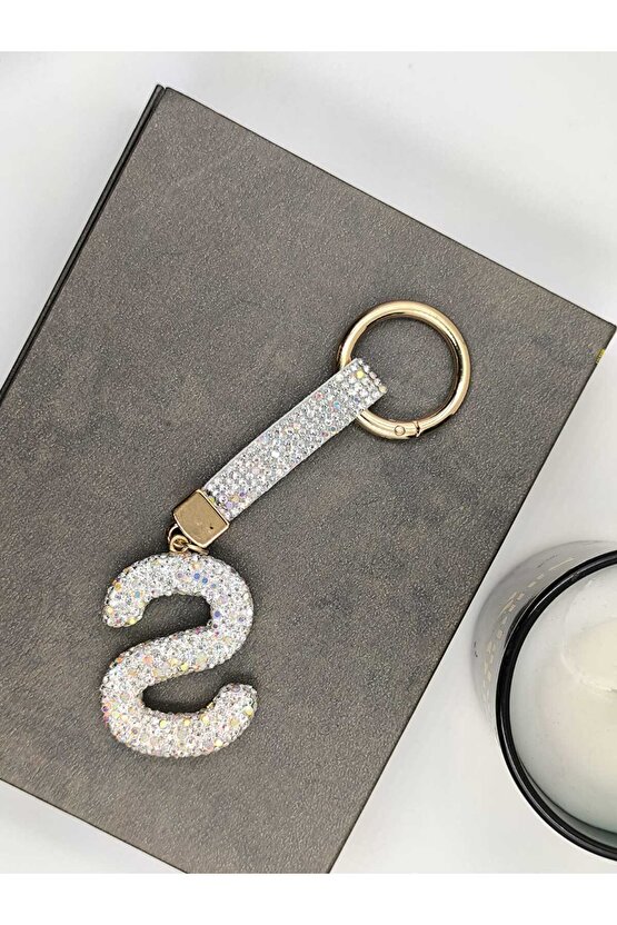 Zirkon Taşlı Charmlı Harf Anahtarlık