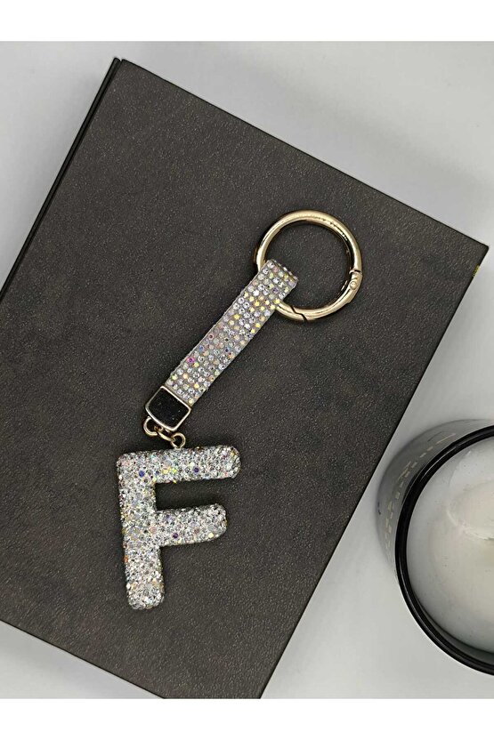 Zirkon Taşlı Charmlı Harf Anahtarlık