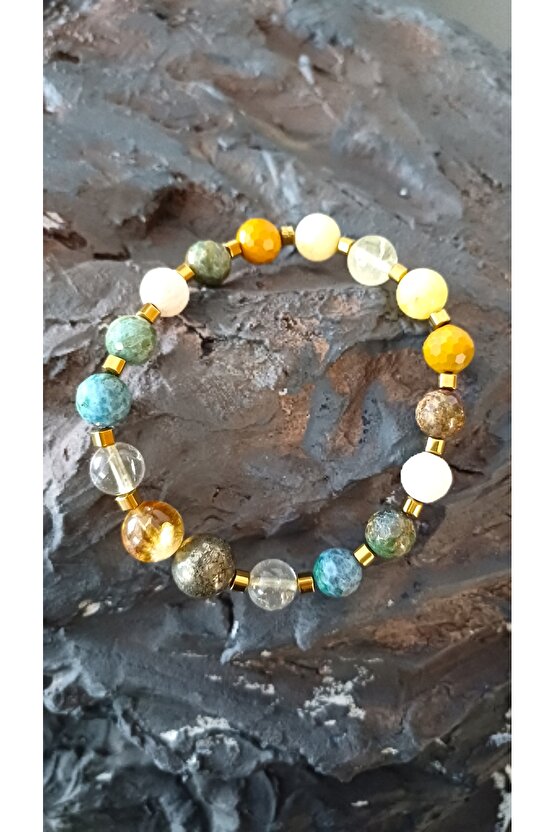 Doğal Taş JESPİR PİRİT SİTRİN HEMATİT BİLEKLİK 8MM