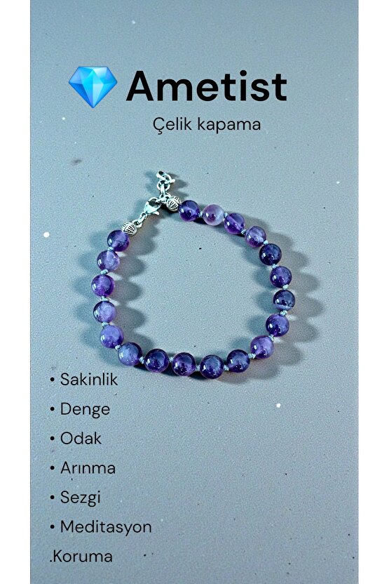 Dogal Taş AMETİST Bileklik Cem Kalite 6mm standart ölçü