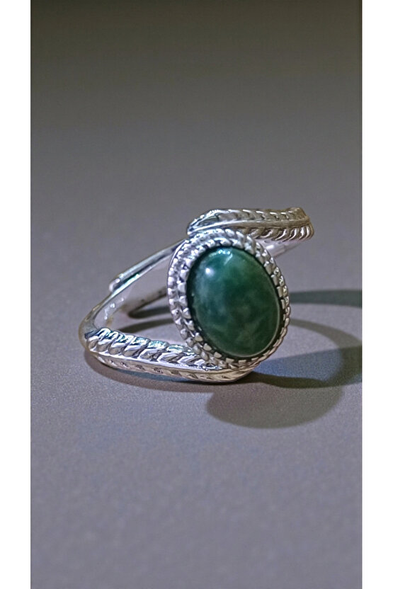 Doğal Taşlı Çelik Yüzük Ayarlanabilir Ebat