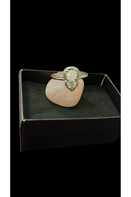 Doğal Taşlı Çelik Yüzük Ayarlanabilir Ebat