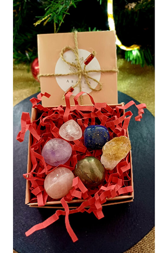 Doğal Tas Yeni Yil Hediyesi Bolluk Bereket Ask Kombini 6 lı