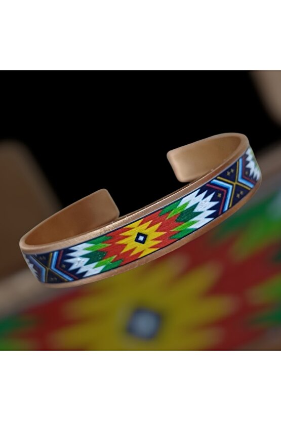 Bakir Bileklik Etnik Desen