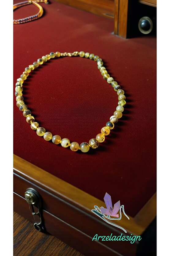 Doğal Taş Kehribar Kolye