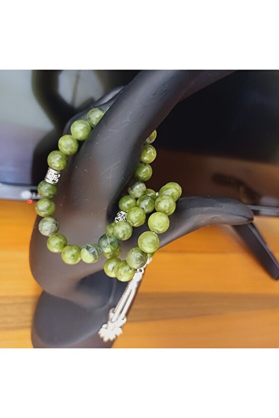 Doğal Taş Yeşim Kristali Erkek Tesbih 33 Lü