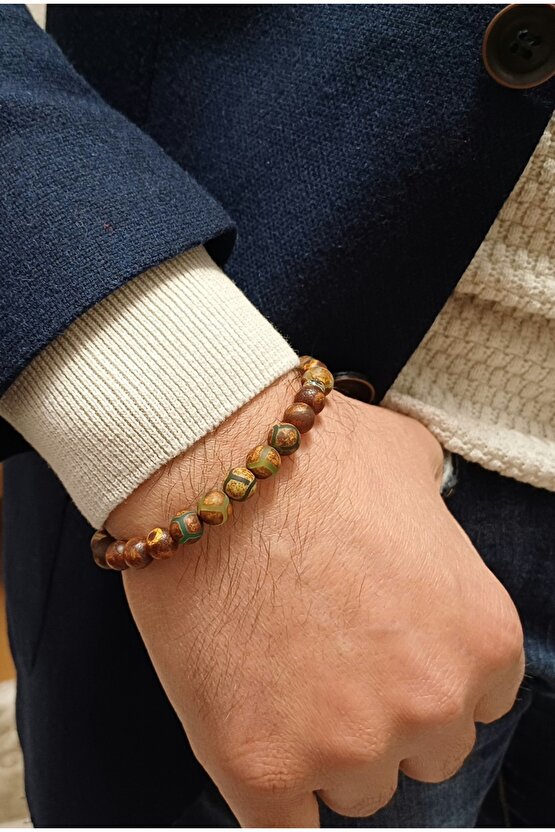 Doğal Taş Tibet Akiği Bileklik Gücünü Kesfet Erkek Kadin 8mm