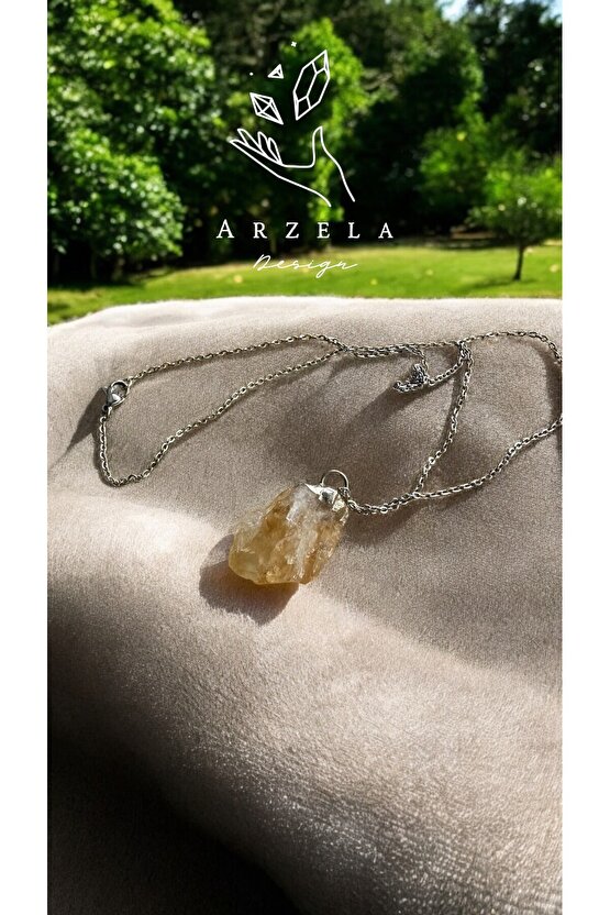 Doğal Taş Sitrin Kristal Kolye