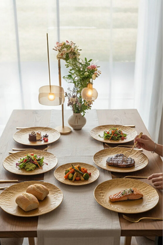 Wood Savana 25 cm Porselen Servis Tabağı 6 Adet