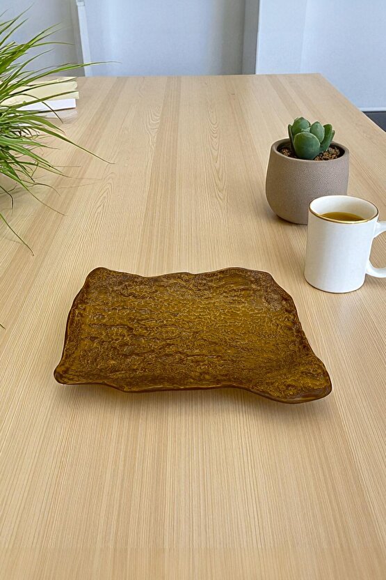 Wood 25 cm Porselen Dikdörtgen Gondol Kayık Tabak Sushi Tabağı