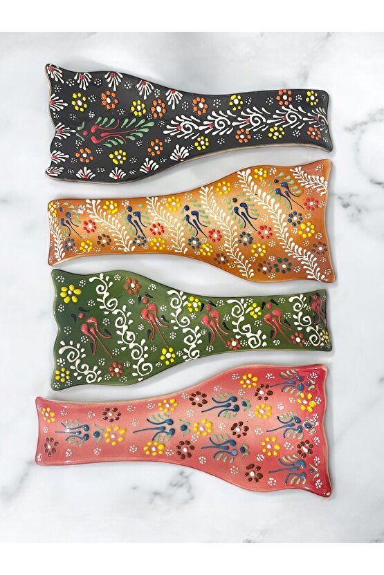 Dekoratif  Tasarım Kirli Kaşık Altlığı, Kaşıklık, Kepçe Altlığı, Çini  Seramik Tamamen El Yapımı