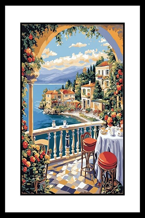 Terasta Yemek Digital Art ( ÇERÇEVESİZ - ÇERÇEVE YOKTUR ) ( ULTRA HD ) FOLYO AFİŞ - POSTER