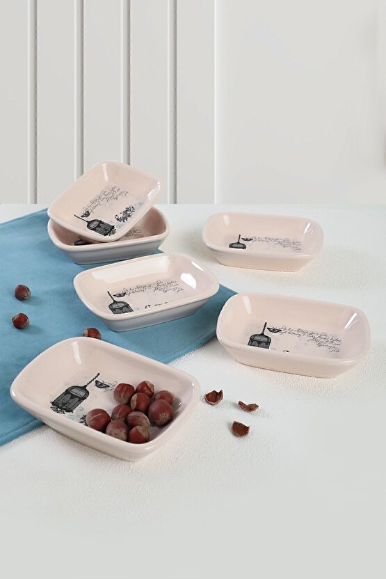 Retro Dikdörtgen Çerezlik  Kayık 13 Cm 6 Adet