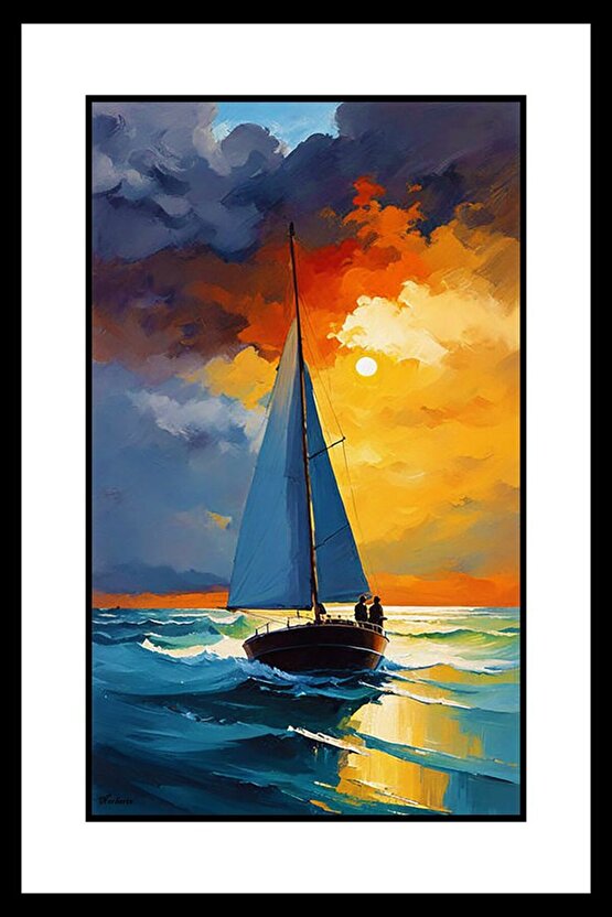 Denizde Yelkenli Digital Art ( ÇERÇEVESİZ - ÇERÇEVE YOKTUR ) ( ULTRA HD ) FOLYO AFİŞ - POSTER