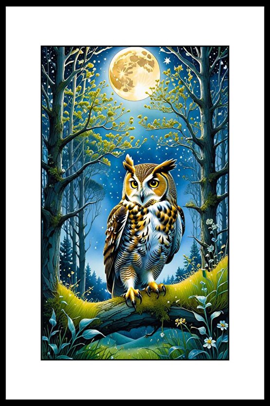 Orman Baykuşu Digital Art ( ÇERÇEVESİZ - ÇERÇEVE YOKTUR ) ( ULTRA HD ) FOLYO AFİŞ - POSTER