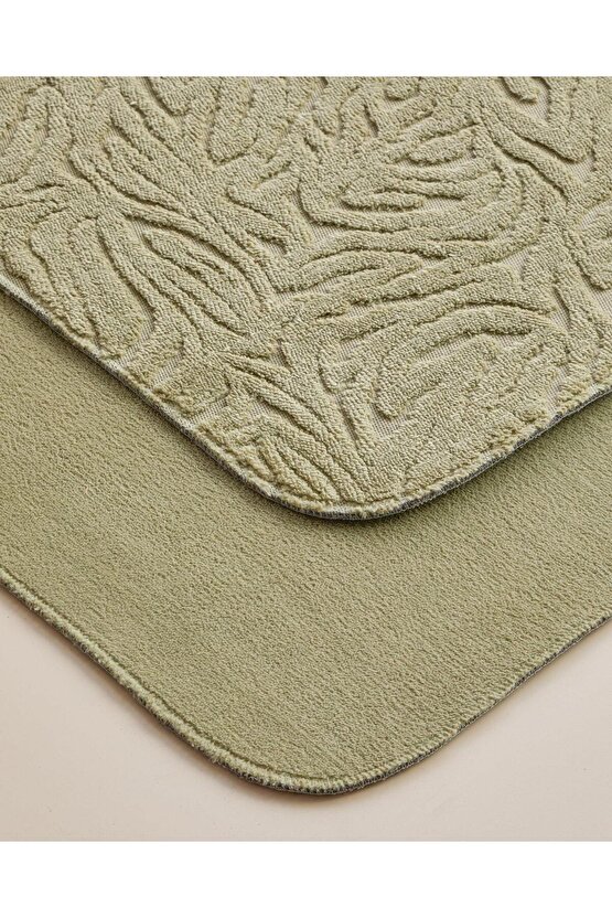 Strala Banyo Paspası Seti Haki 60x80 cm + 40x60 cm