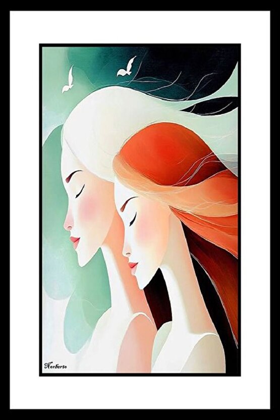 İki Kadın Digital Art ( ÇERÇEVESİZ - ÇERÇEVE YOKTUR ) ( ULTRA HD ) FOLYO AFİŞ - POSTER