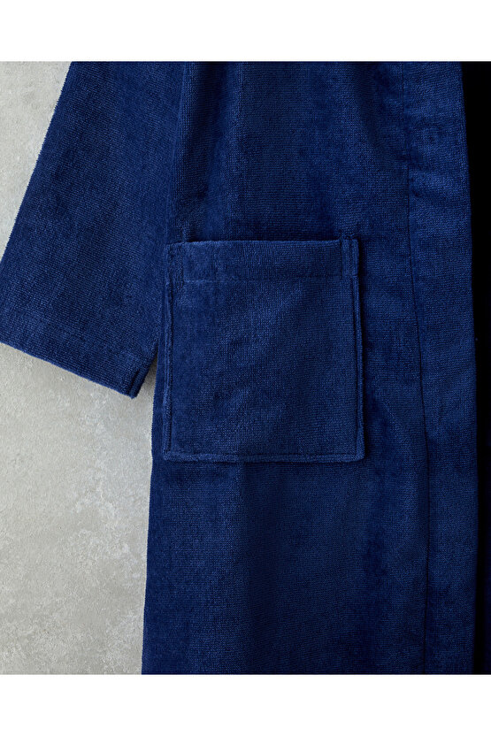 Elephant Kadife Çocuk Bornoz 4-6 Yaş Koyu Mavi