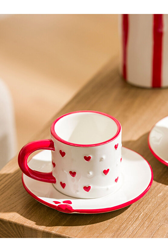 LCW HOME Kırmızı Kalp Baskılı 2 Kişilik Kahve Fincan Takımı 110 Ml