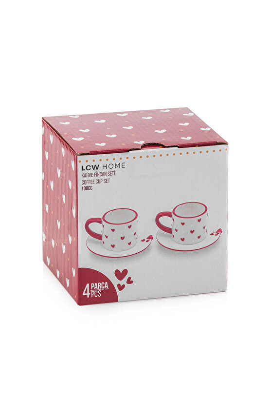 LCW HOME Kırmızı Kalp Baskılı 2 Kişilik Kahve Fincan Takımı 110 Ml