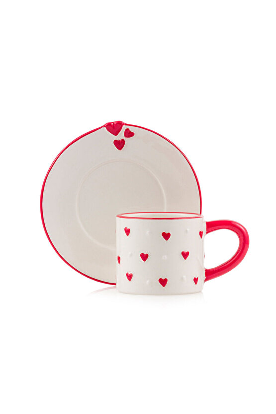 LCW HOME Kırmızı Kalp Baskılı 2 Kişilik Kahve Fincan Takımı 110 Ml