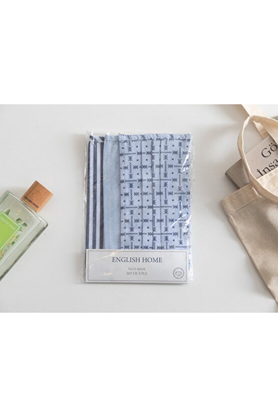 Blue Drawıng Pamuk Maske 9,5x18 Cm Mavi